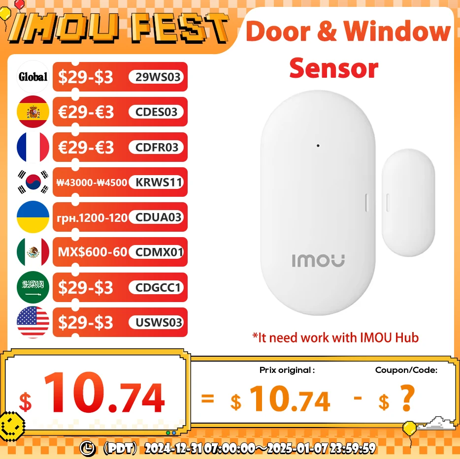 IMOU-Sensor inteligente WiFi para puerta y ventana, protección de seguridad para el hogar, 2 años de batería, notificación en tiempo Real, a prueba