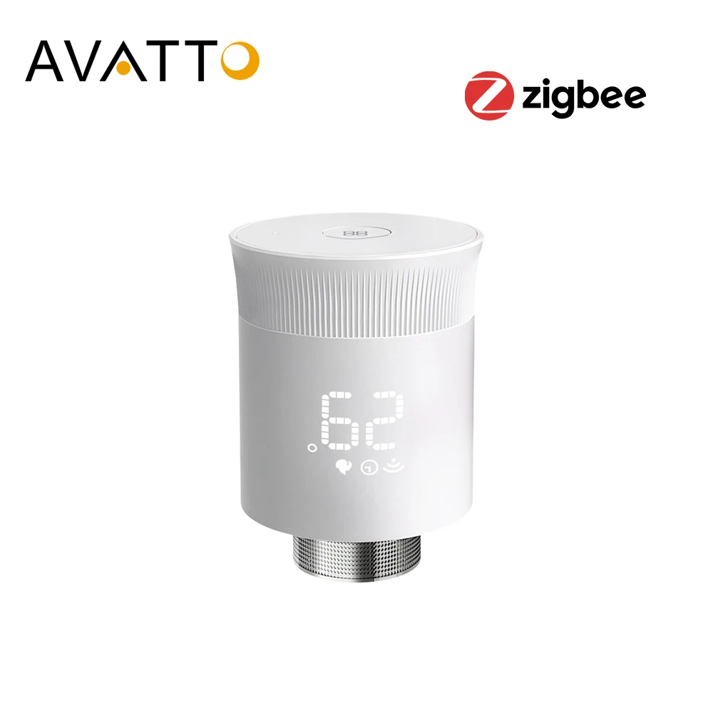 

AVATTO Tuya ZigBee TRV Thermostat, Smart Radiator Actuator Valve Programmable Temperature Controller Works for Alexa Google Home