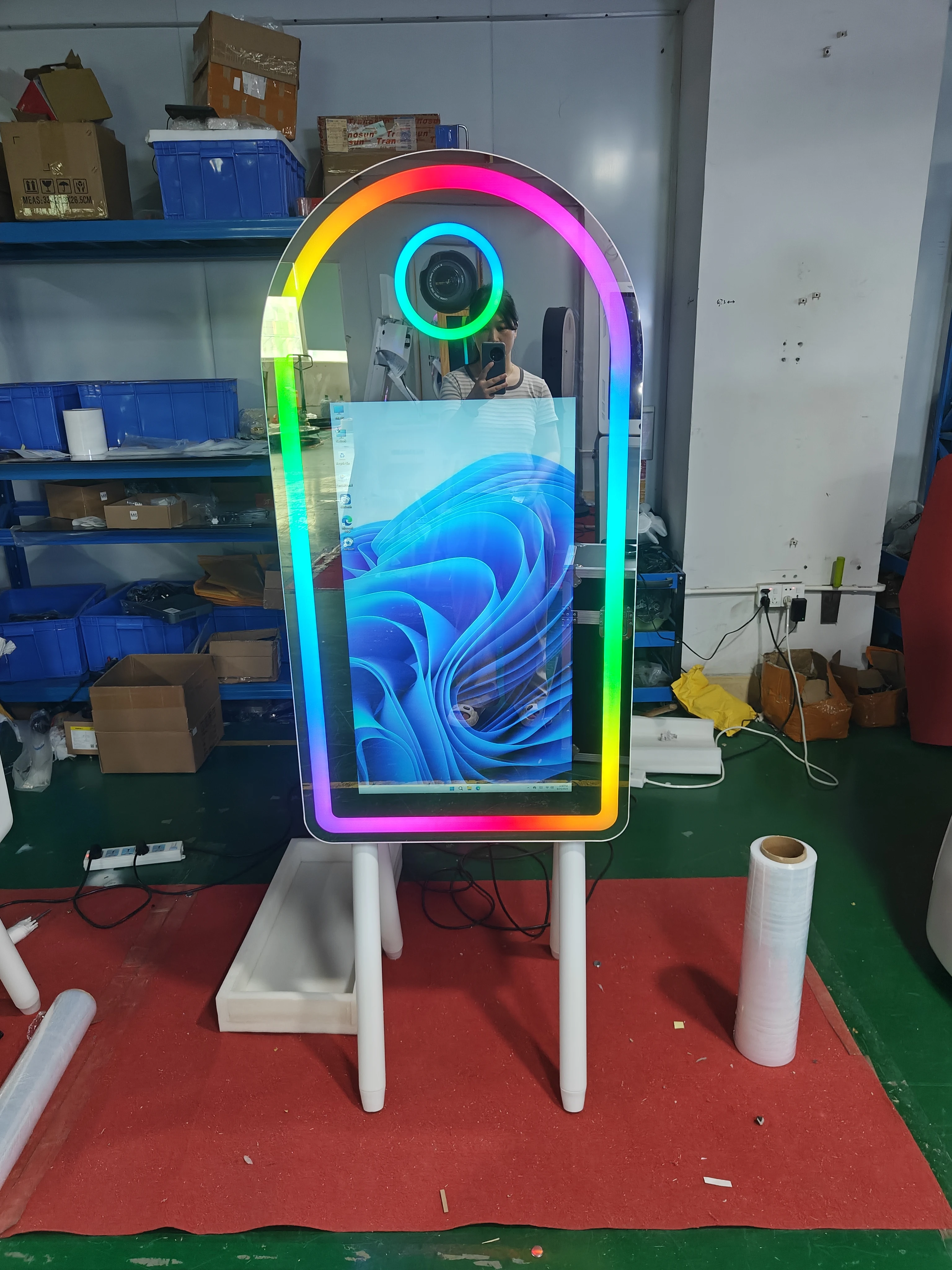 45inch 32inch Mirror Photo Booth Semi-ellipse Photobooth DSLR Camera Booths with Flash Light and Umbrella