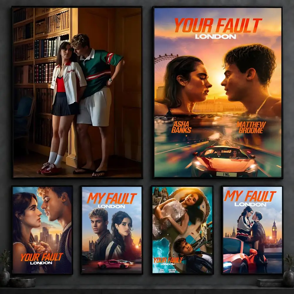 Movie Y-Your Fault LondonS Poster Art  Self-Adhesive No Glue Residue Wall Decor for Bedroom Living Room