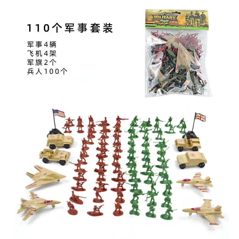 Militaire model actiefiguren plastic soldaten legermannen figuren soldaten vliegtuigen tanks set