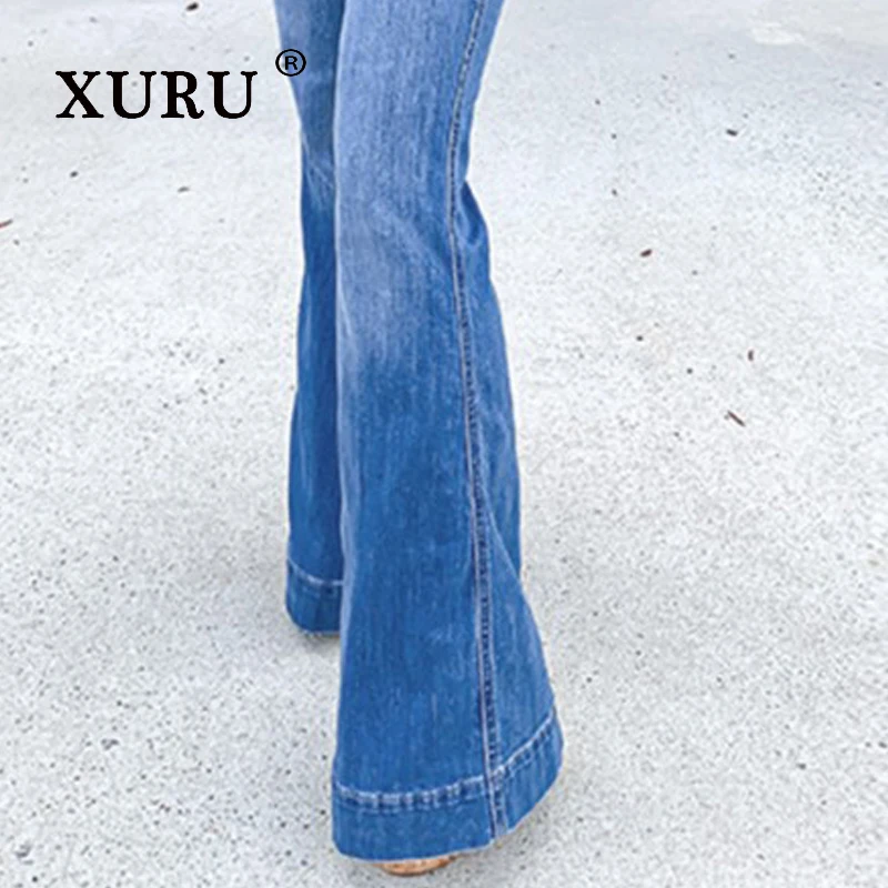XURU - New Women's High Waist Micro Elastic Jeans, Y2k Clothing Comfortable and Casual Wide Leg Long Jeans, Men's Pants