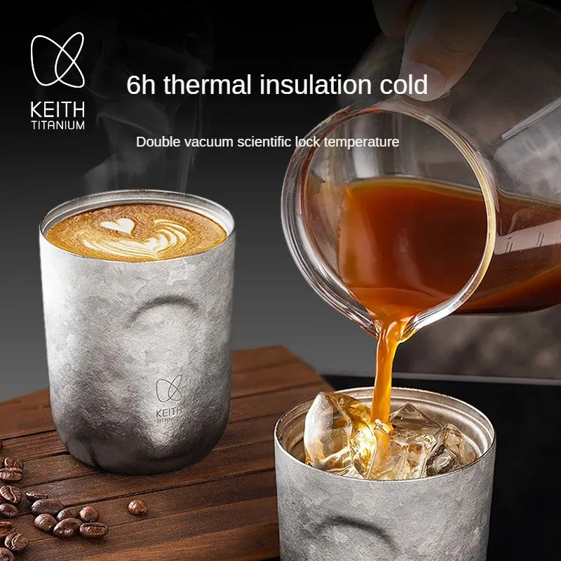 كوب قهوة من التيتانيوم النقي من كيث، كوب سفر معزول بالتفريغ لمدة 6 ساعات، ترمس محمول مقاوم للتسرب للقهوة الساخنة والباردة، للتخييم #4