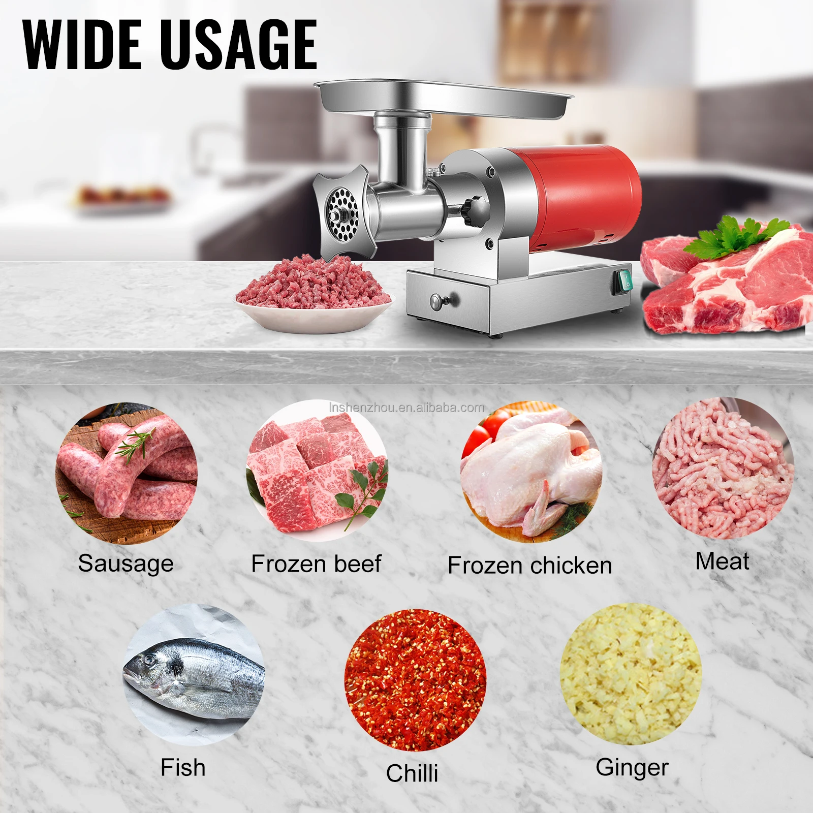 Electric Stainless Steel Meat Grinder Machine With Sausage Attachment Meat And Vegetable Chopper Multifunctional Grinder