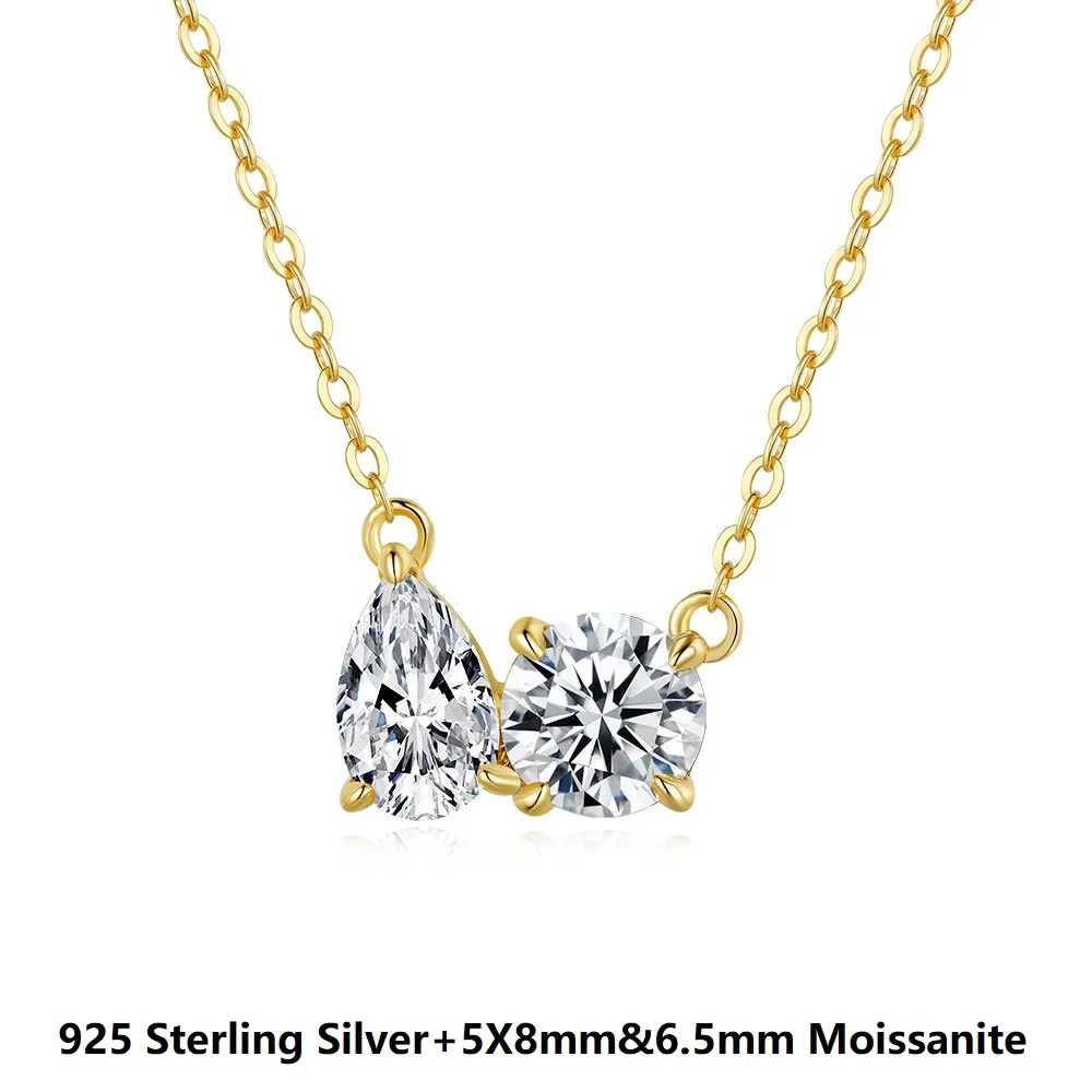 

Luxury D Color VVS1 Full Moissanite Women's Pendant Necklace -Wedding Pendant Gift & Bridal Engagement Gold Plated Chain Jewelry