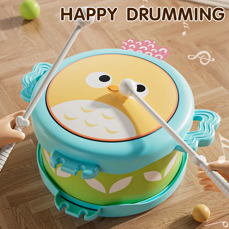 Baby hand drum with drumstick, multifunctional children's educational music toy, cognitive instrument for early childhood educat