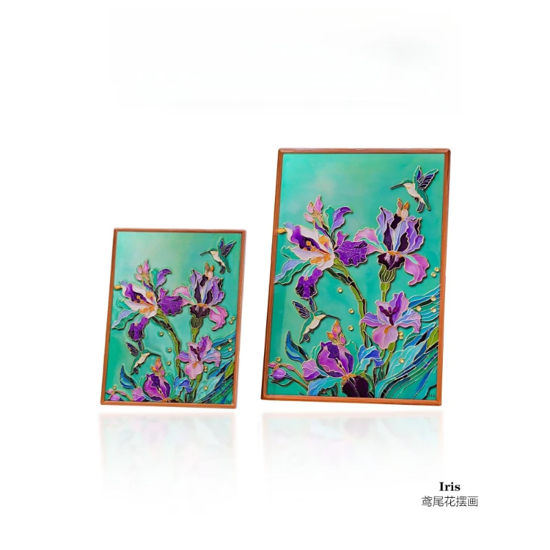 plaque-decorative-en-porcelaine-de-fleur-d'iris-en-ceramique-peinture-de-table-de-salle-hall-d'entree-peinture-d'exposition-haut-de-gamme-de-luxe