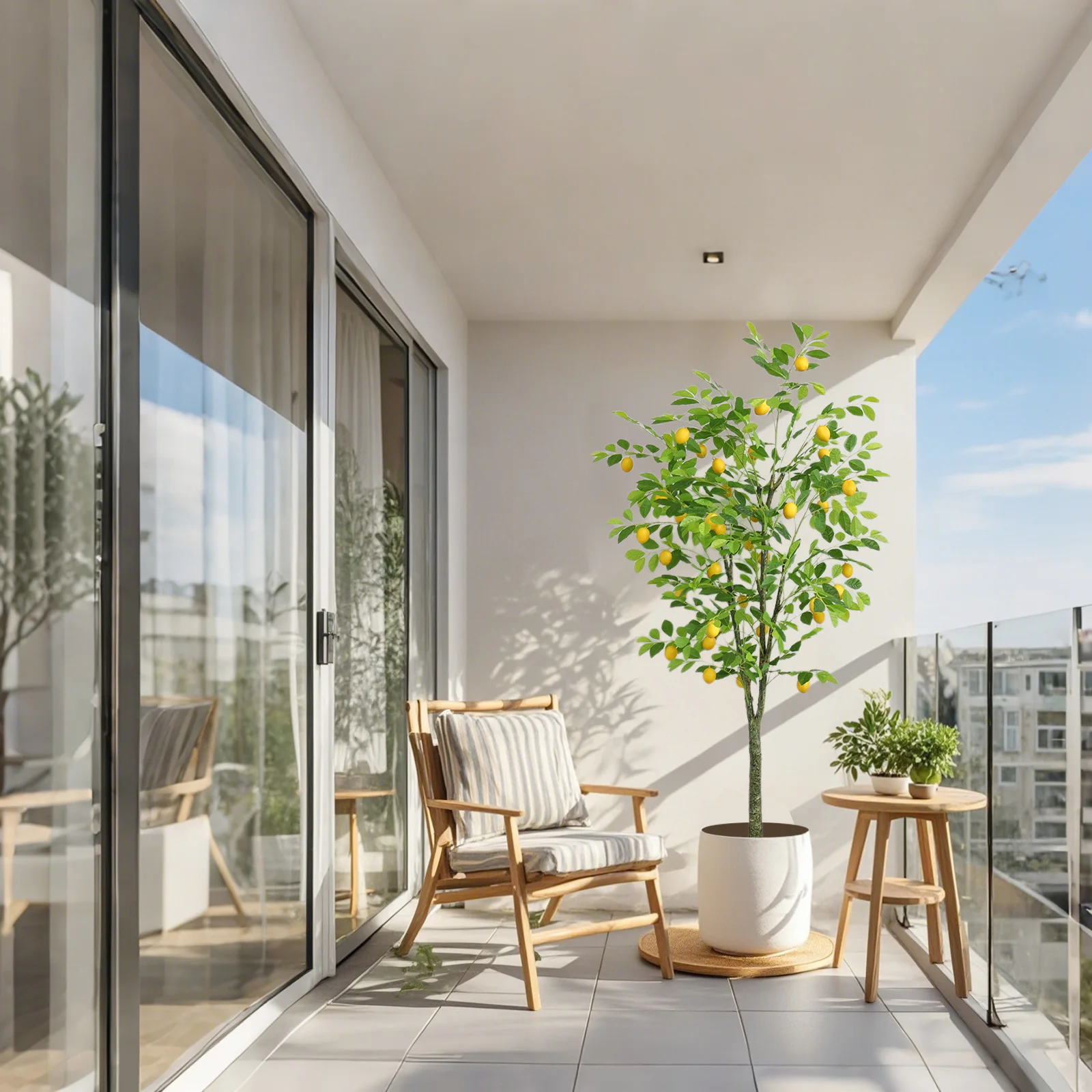 Tall Artificial Lemon Tree Fake Pre Potted Indoor Lemon Tree Fake Lemons Plant for Porch Decoration Outdoor Housewarming Gift