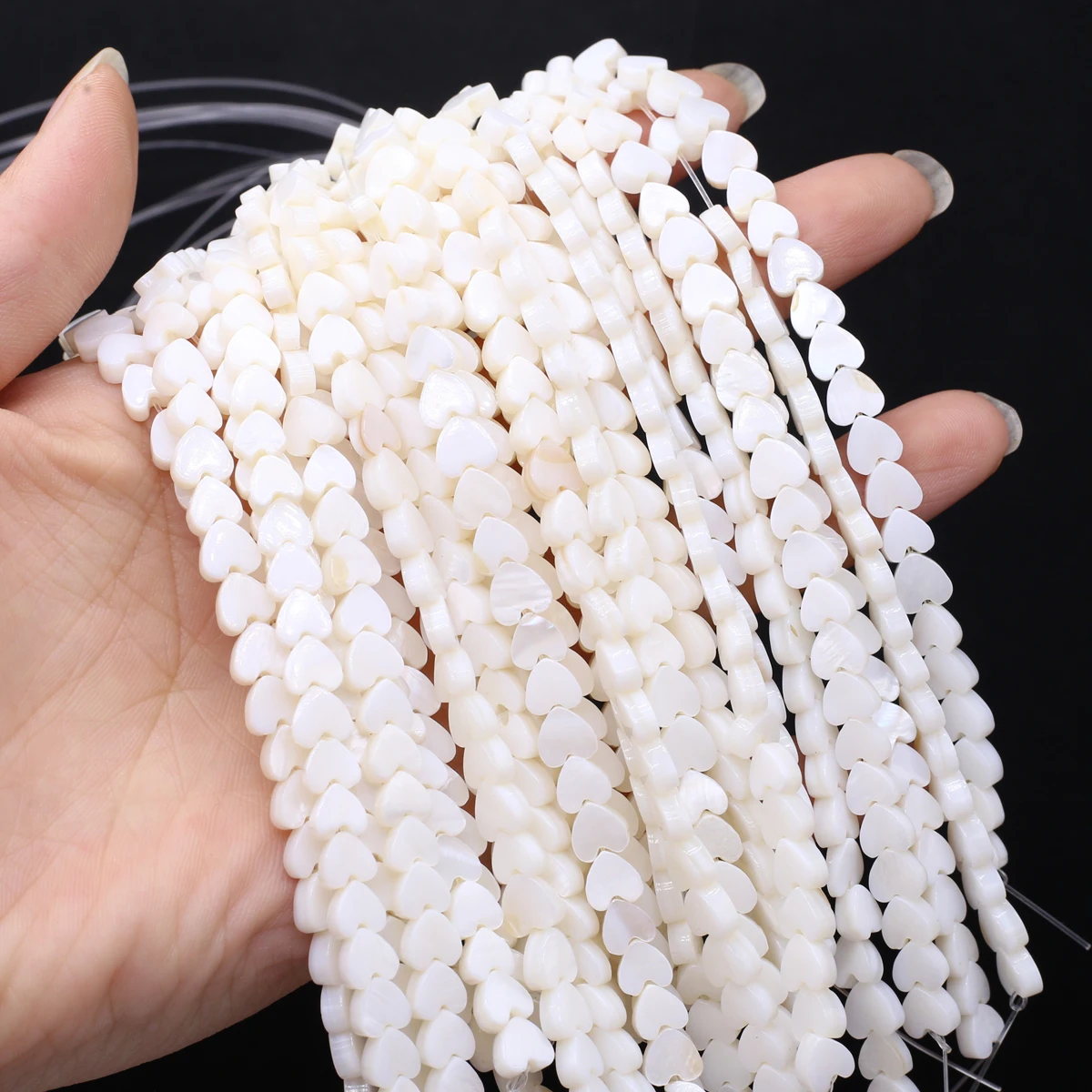 6x6mm Semi-finished Natural Freshwater Shell Heart-Shaped Spacer Beads for Jewelry Making Necklace Bracelet Accessories 18cm