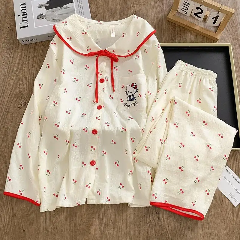 

Anime Cartoon Women's Long Sleeved Pajamas Spring New Sweet and Cute Youth Set Fashion Girls' Home Clothes Comfortable Softs