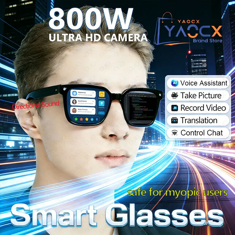 

New M02S HD AI Smart Glasses New Bluetooth Call Voice Assistant Control Chat GPT 800MP Camera AI Translation Sunglasses MenWomen