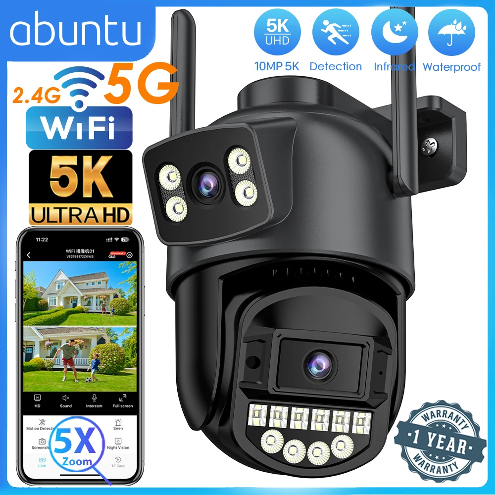 10MP 5K Wifi Überwachungskamera UHD PTZ IP Kamera Dual Objektiv Dual Bildschirme Menschliche