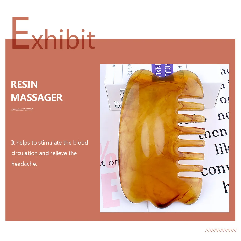 

4pcs Massage Comb Scraping Board Resin Head Massager Lightweight Ergonomic Smooth Edges For Scalp Care Blood Circulation