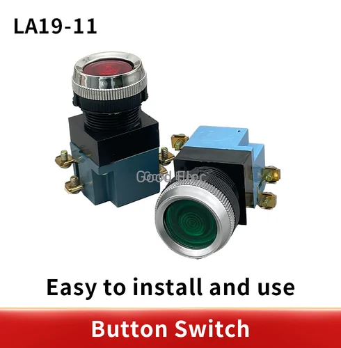 Imagen 1 del producto 1 Uds LA19-11 5A 380V interruptor de botón neumático de reinicio automático 25mm interruptor de botón