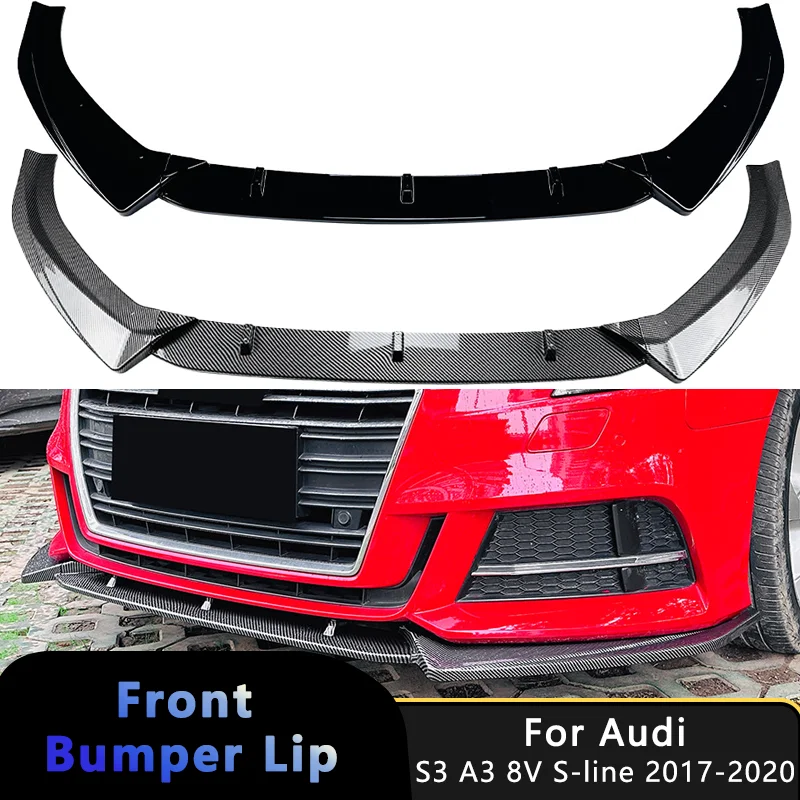 For Audi A3 S-Line Facelift 2017-2020 Sportback Racing Style Front Bumper Lip Spoiler Splitter Diffuser Tuning Car Accessories