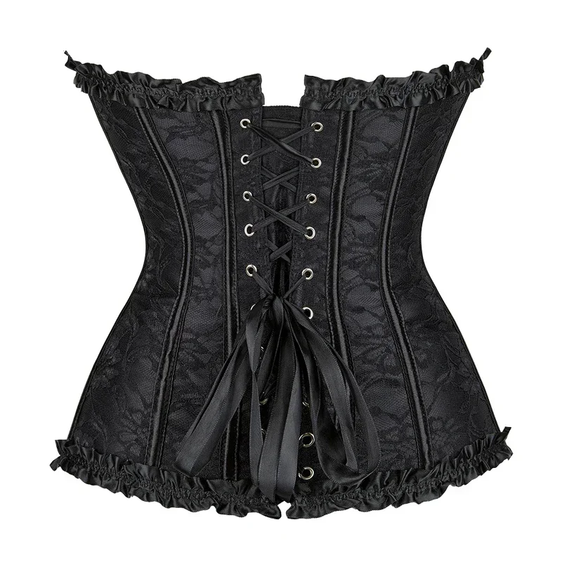 Corset Top Bustier Sexy Women Plus Size Overbust Corselet Blouse Lace-up Floral Gothic Brocade Vintage Fashion Medieval