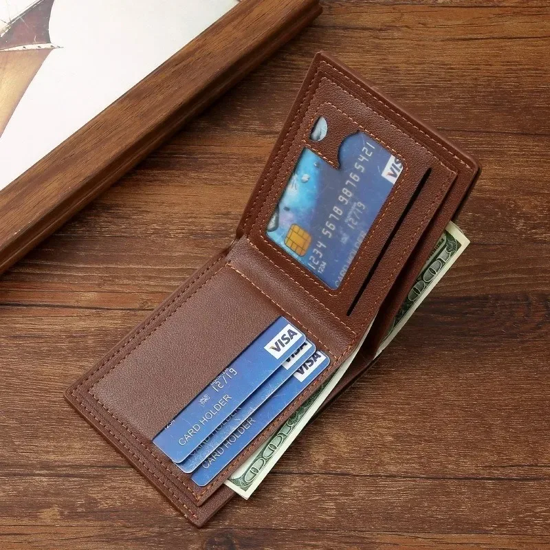 Men Foldable Wallets Solid Color Soft Comfortable Coin Wallet Portable Multiple Slot Credit ID Cards Holders Exquisite Accessory