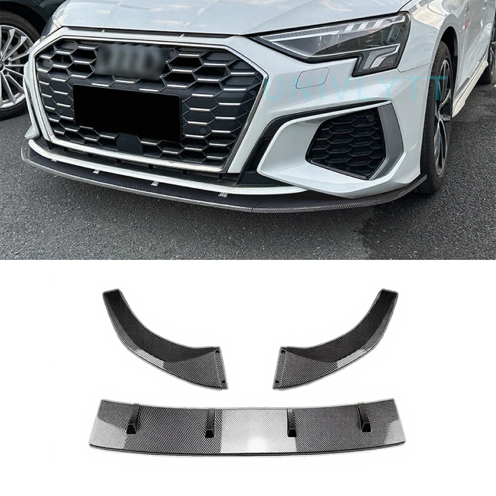 

For Audi A3 8V S3 2021 2022 2023 2024 Car Front Bumper Lip Splitter Spoiler Diffuser Body kits Exterior Accessories Parts