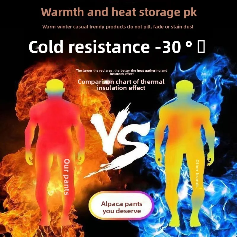 Pantalon décontracté doublé polaire d'hiver Extra épais, jambe droite, fermeture éclair, chaud pour hommes jeunes et d'âge moyen, Style sportif de chine