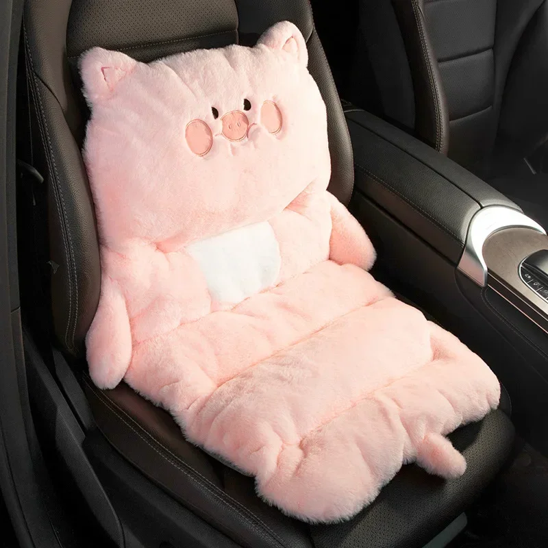 Car Cushion Winter Plush Car Interior Seat Cushion Cute Cartoon Lumbar Cushion Insulated Warm Booster Seat Cushion Woman