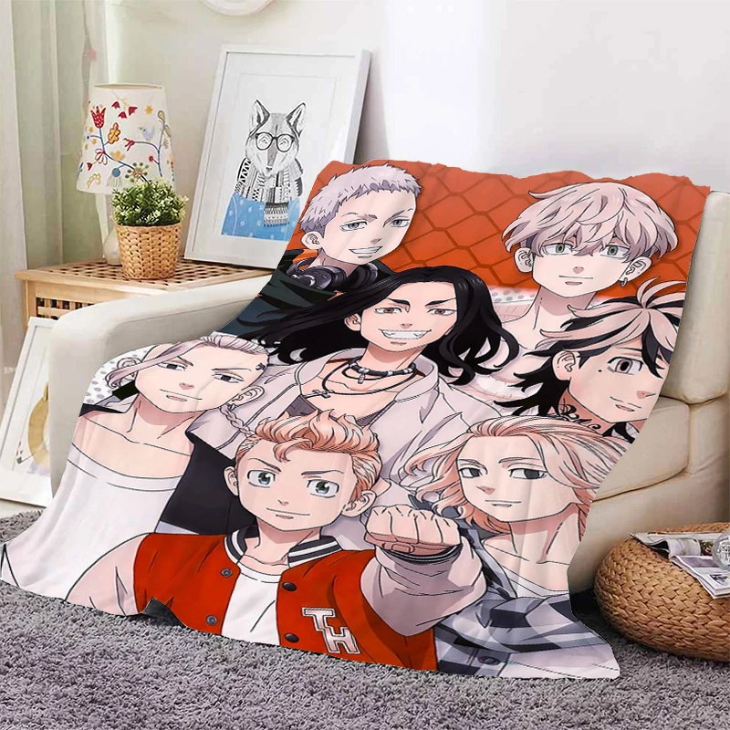 Selimut Anime selimut Sofa musim dingin ukuran King Tokyo b-rev55ps bulu hangat berkemah kustom tidur siang rumah berbulu selimut lembut seprai serat mikro