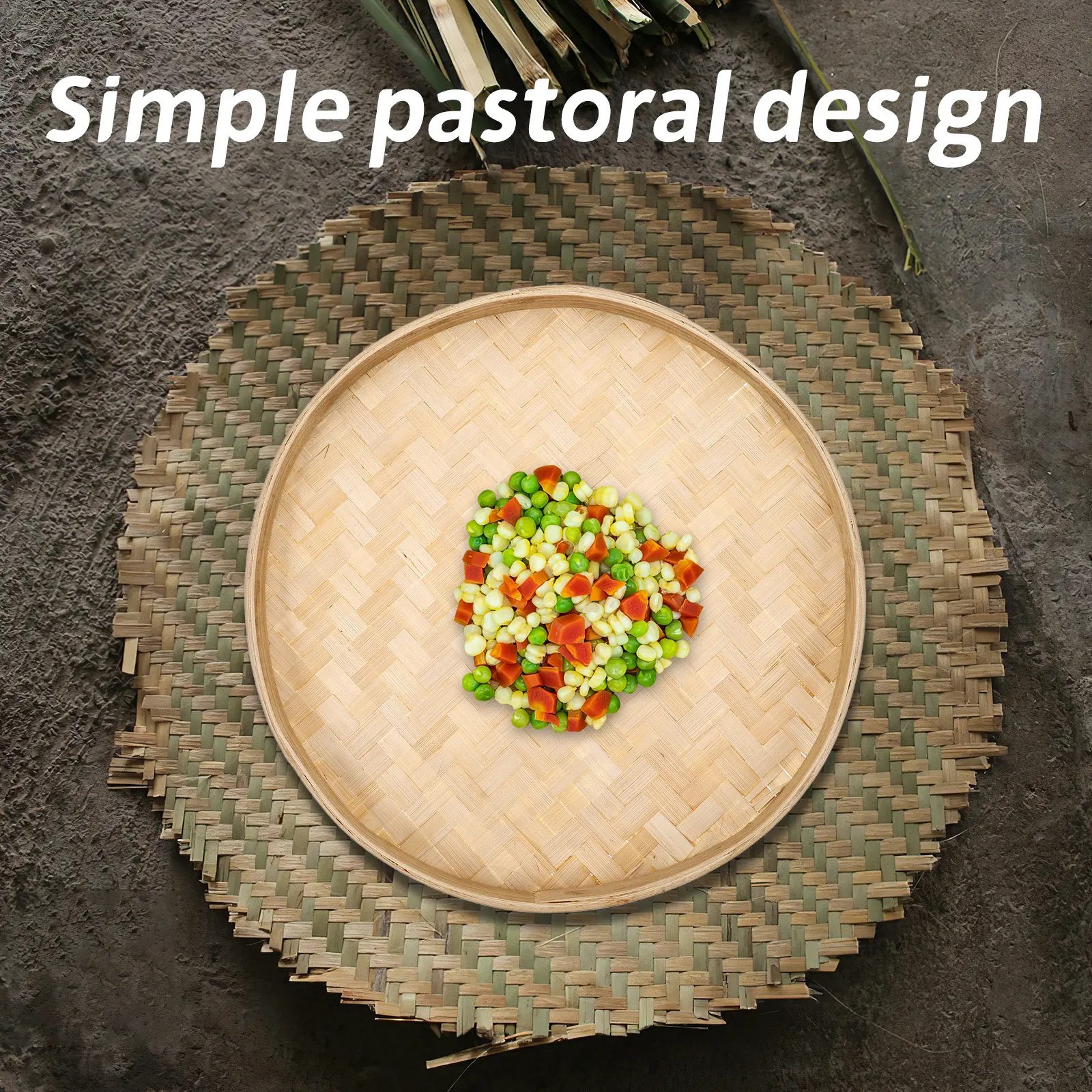 

Bamboo Sieve Round Bamboo Basket Handwoven Lightweight Tea Leaves Strainer Home Kitchen Storage Bread Snack Basket