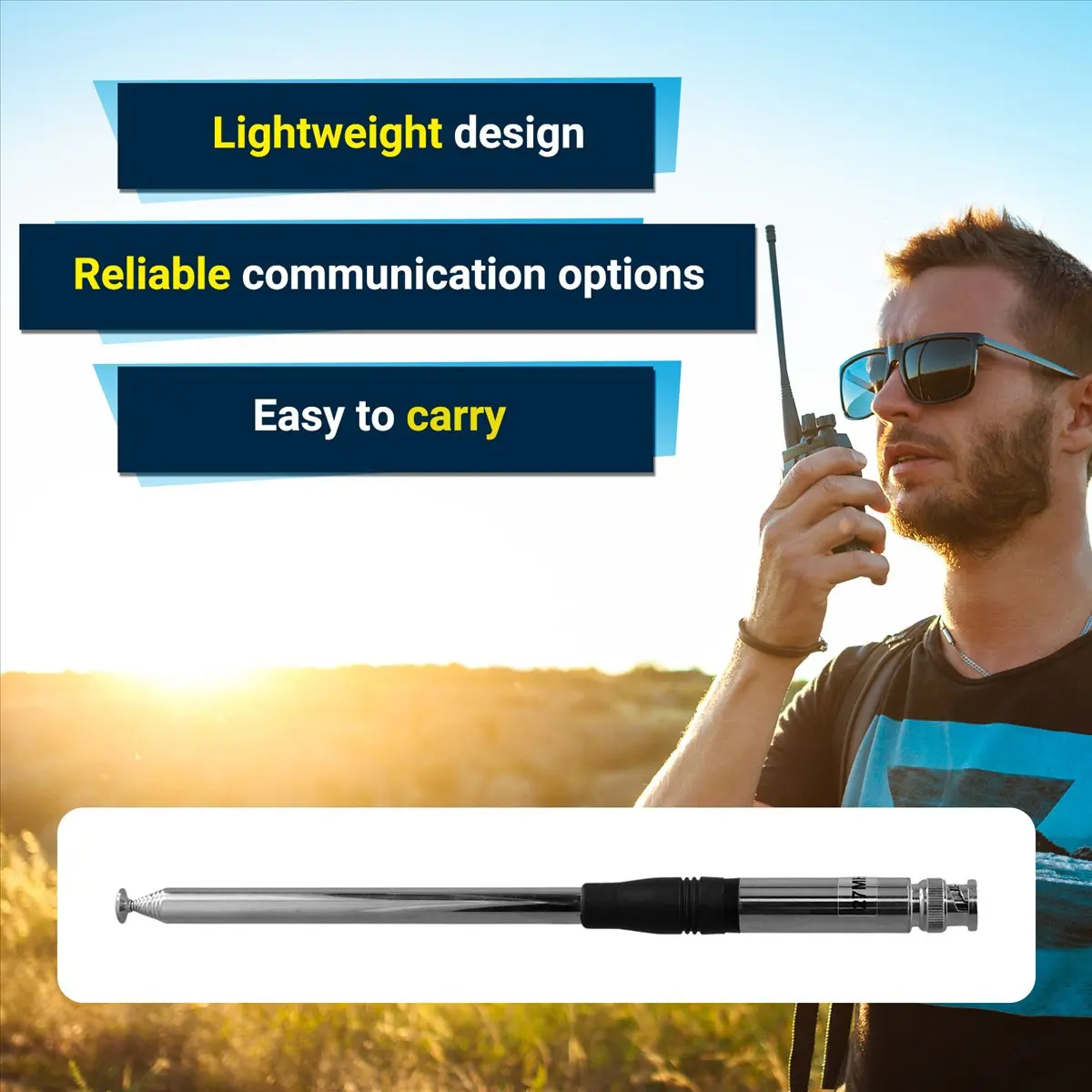 A14M Walkie Talkie Antenna 27MHz CB Retractable High Gain Portable Radio Walkie Talkie Antenna BNC Connectors