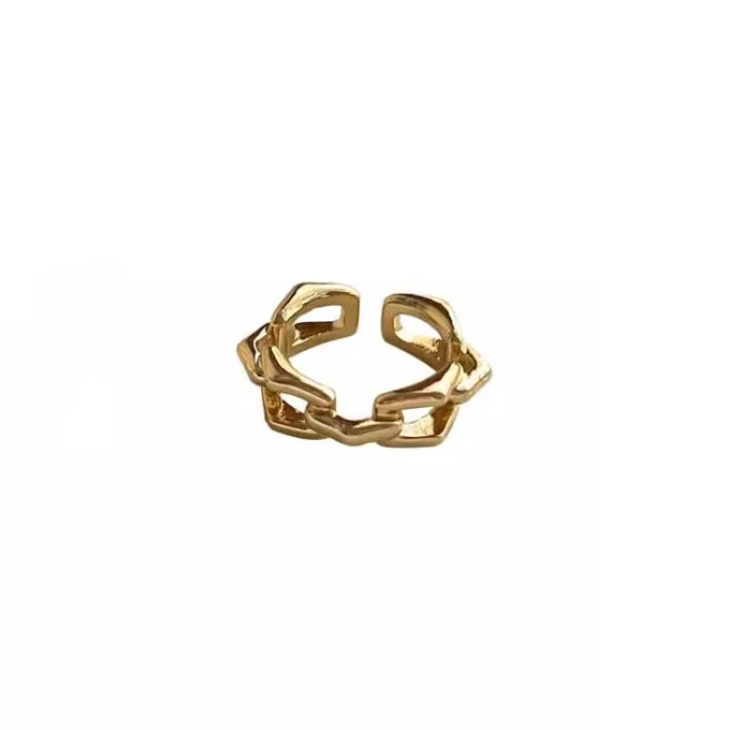 Foxanry Gold Color Chain Geometric Ring For Women Couples Creative Fashion Simple Personality Daily Party Jewelry Gift Wholesale