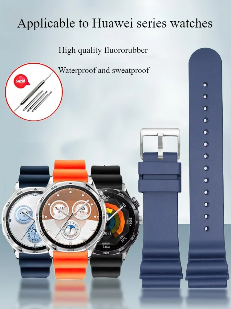 For GT4/3/2 GT5 watch watch4 gt2Pro watch3/4Pro fluororubber watch strap 20/22mm