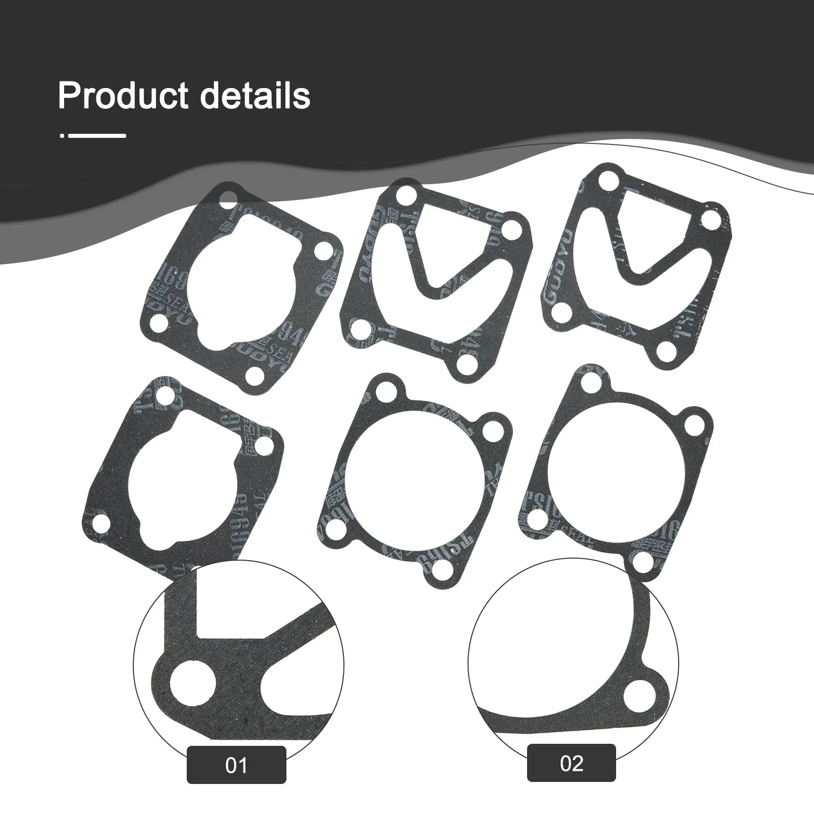 2Set 3 In 1 Air Compressor Cylinder Head Base Valve Plate Gaskets Washers Kit Plastic Black Plate Gasket 48*62mm Air Tools