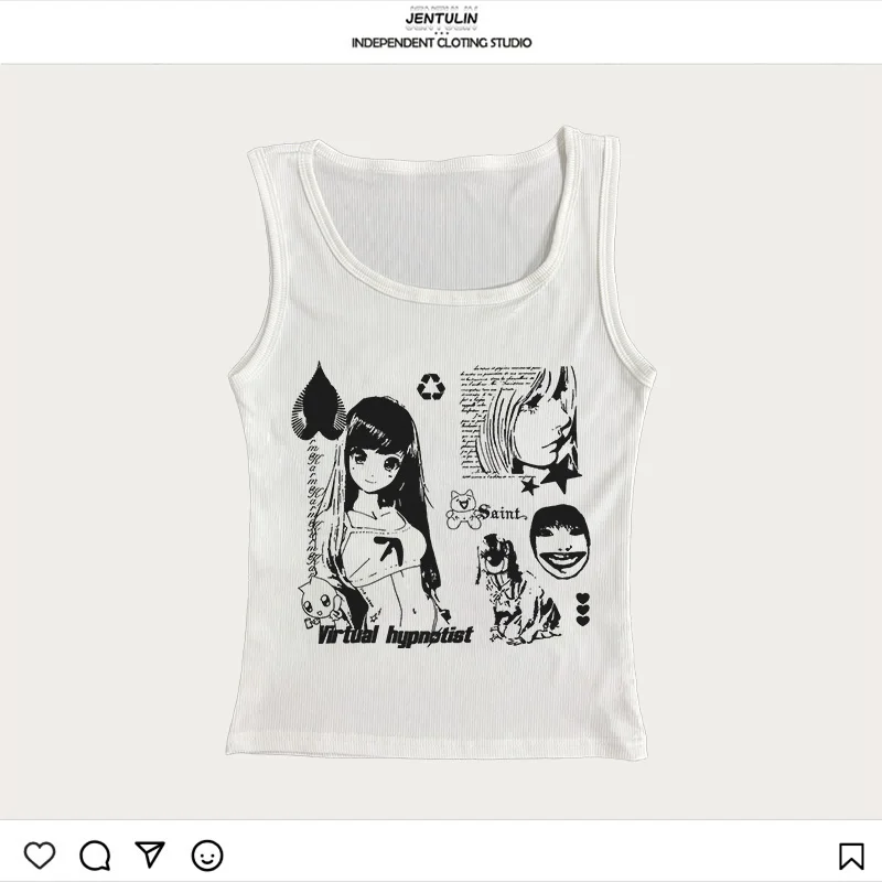 Y2k Tops Emo Crop Top Kleidung Punk Anime Grafiken Tanks & Camis Sommer Grunge Vintage Gothic Kleidung Frauen Korsett Streetwear