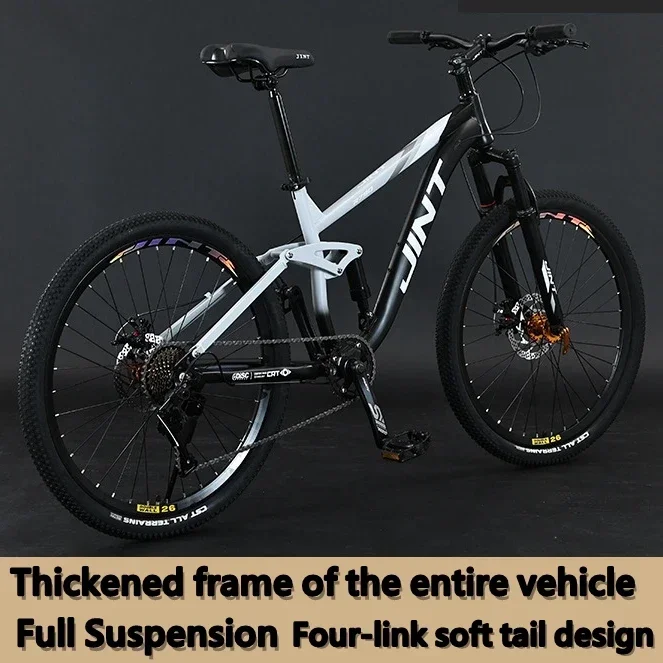 

26-дюймовый дисковый тормоз MTB с полной подвеской, горный велосипед Softail, углеродистая сталь, скоростной велосипед, 24-скоростной велосипед для беговых лыж