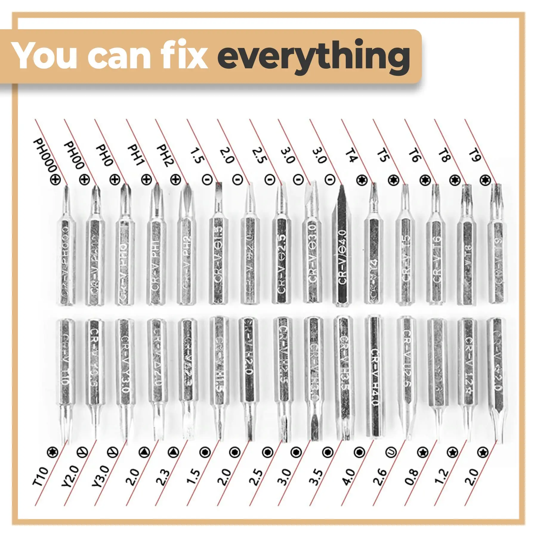32 in 1 Precision Screwdriver Set Magnetic Phillips Torx Screw Driver Bits for PC iPhone Camera Home Professional Repair Tools