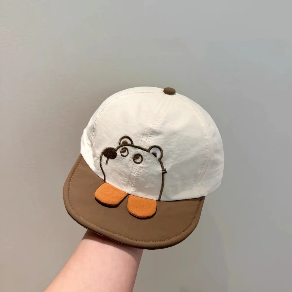

Spring Short Brim Cartoon Bear Baby Hat Quick Dry Japanese Newborn Sun Hat Breathable Cotton Infant Sun Visor Hat Toddler