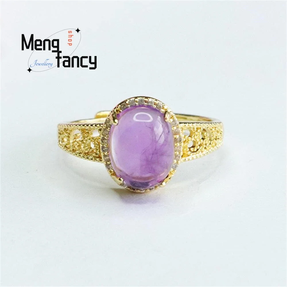 Natural Amethyst High-grade Exquisite Ring Purple Gemstone Couple Luxury Fashion Fine Jewellery Sexy Young Girls Holiday Gifts