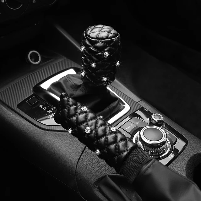 2 zestawy diamentów Bling sztuczna skóra owcza haft stereo zestaw hamulca ręcznego zestaw przekładni zestaw przekładni ręcznej artykuły motoryzacyjne