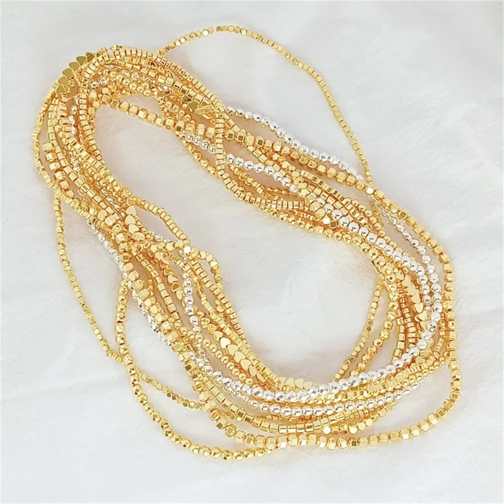 

18K Gold Black Gallstone Gold-plated Corner Beads Square Beads Heart-shaped Spacers Irregular-shaped Stone DIY Jewelry Accessori