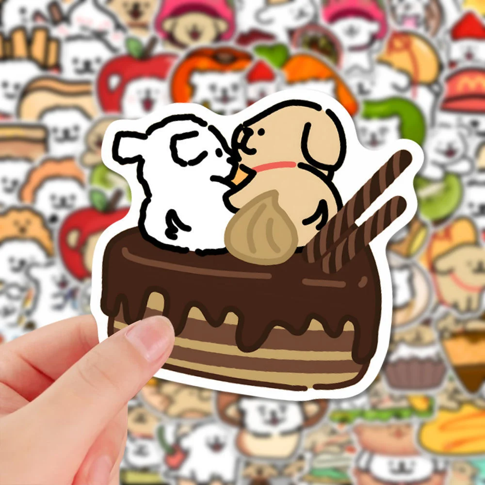 81 Food Puppies High-value Cute Stickers Sticky Notes Notebook Material Decorative Suitcase Waterproof Stickers