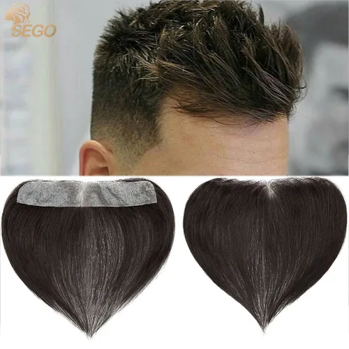 SEGO-peluquín Frontal para hombres, sistema de cabello humano 100%, piezas de cabello Natural, reemplazo de 2,5x17cm