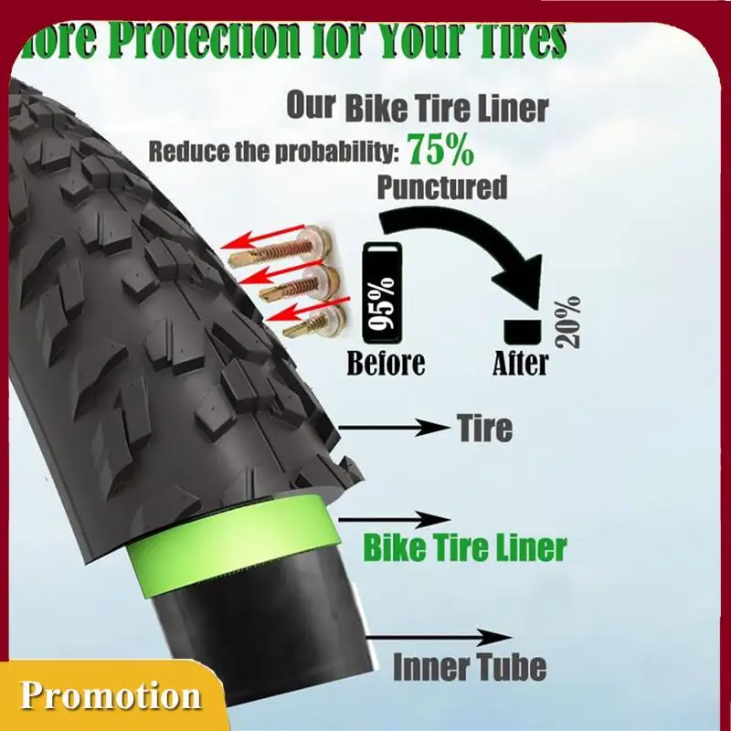 

Hot!4PC Bike Tire Liner, Bicycle Tire Liner To Prevent Flats, Stop The, Glass, Nails From Penetrating Puncturing The Tube, Durab