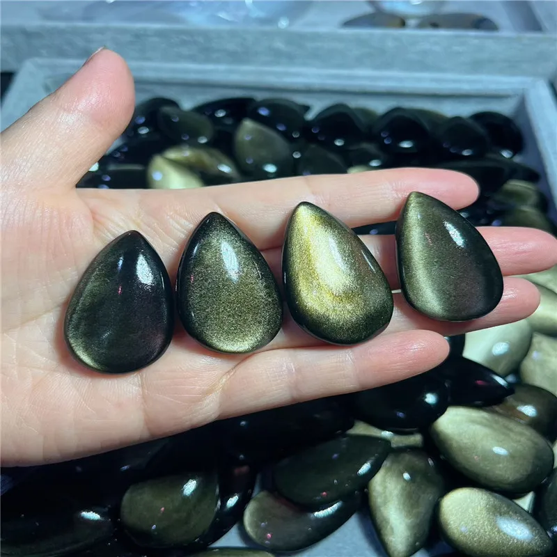 Natural crystal and gold flare stone water drop ornaments for home decoration
