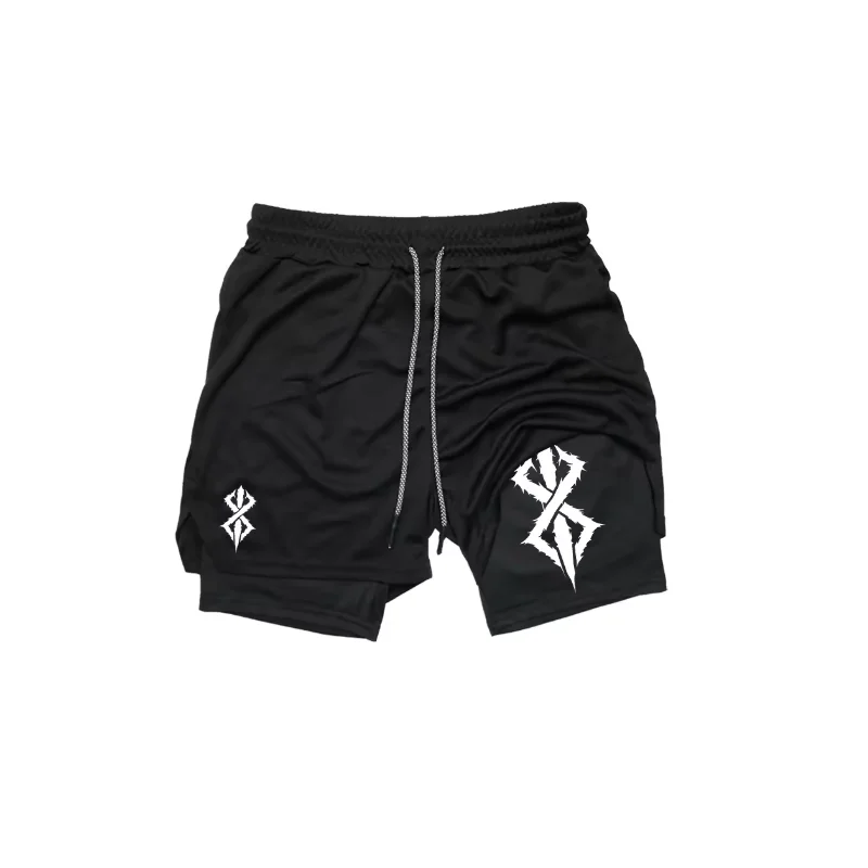 Quick drying, breathable, gym, training, running, casual, performance, pocket print, 2-in-1, summer men's sports shorts M-3XL