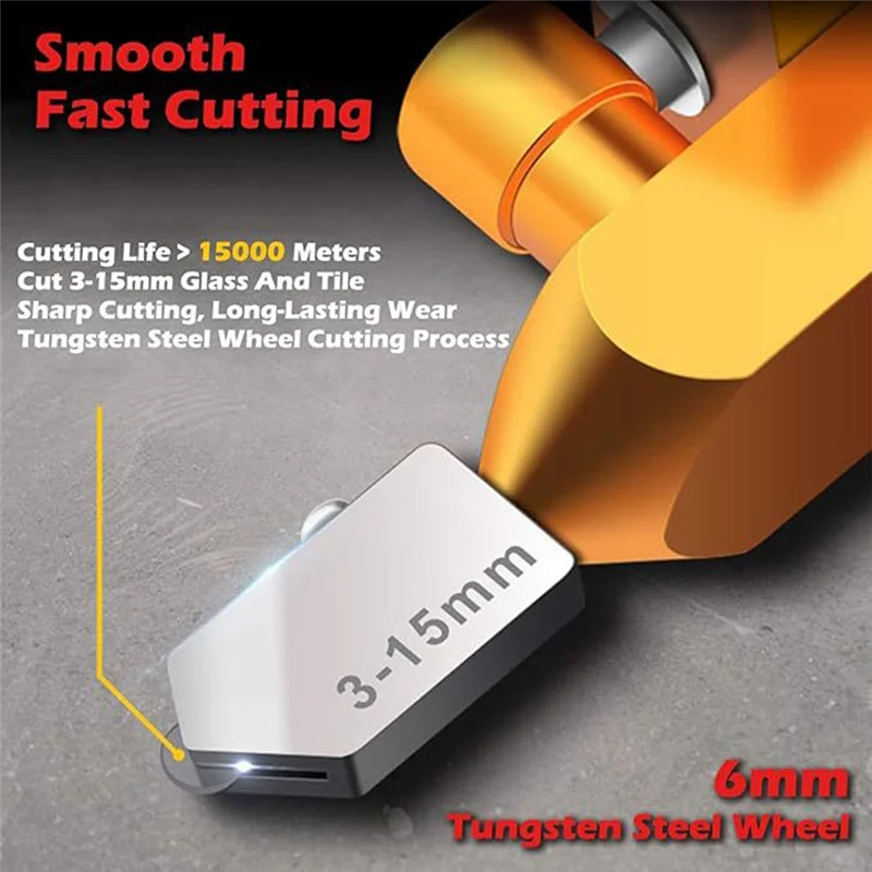 Fliesenschneider-Handwerkzeug mit 3 Wolframstahlklingen – manueller Glasfliesenschneider mit Brechzange A62X