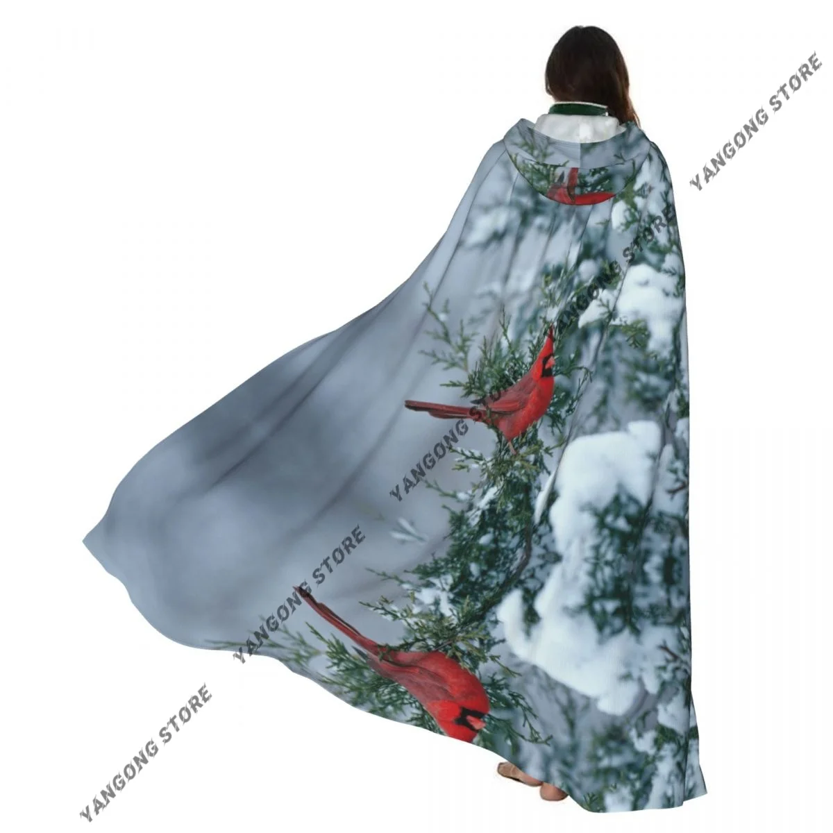 Adulto Halloween Cardenal del Norte en capa de árbol de azufre capa con capucha disfraz Medieval vestido largo abrigo