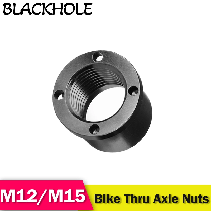 Bike Thru Axle Nut Frame Fork 12mm 15mm Quick Release Shaft Nut For MTB Road Gravel Bicycle Aluminum Alloy Round Bike Screw Nuts