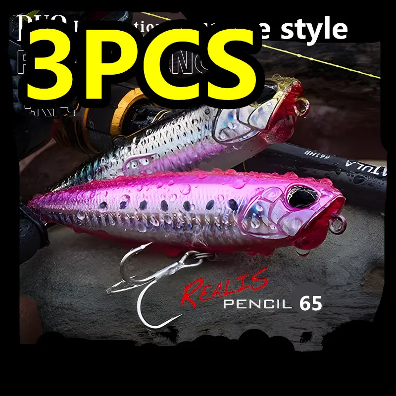 LURETV Japón DUO mismo estilo lápiz REALIS 3 uds lápiz flotante ruido boca doblada pez mandarín cebo duro Roada cebo 6,5 cm 5,5g 80