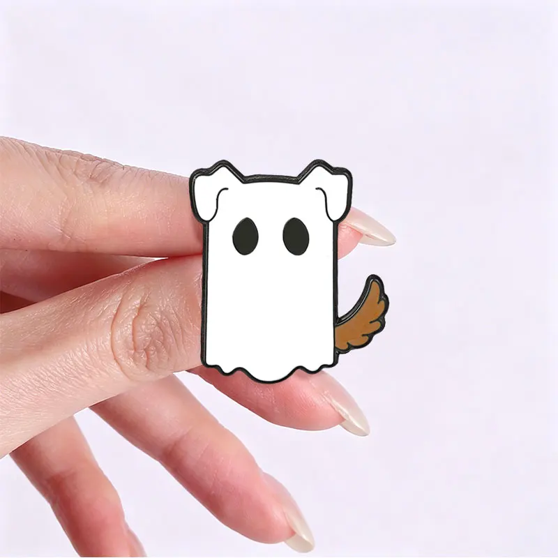 Niedliche Geisterkatze mit Daumen nach oben Emaille-Abzeichen Kawaii Geister-Pin Halloween Metallbrosche Revers-Accessoire Geschenk für Kleidungsaccessoires – Detail 9