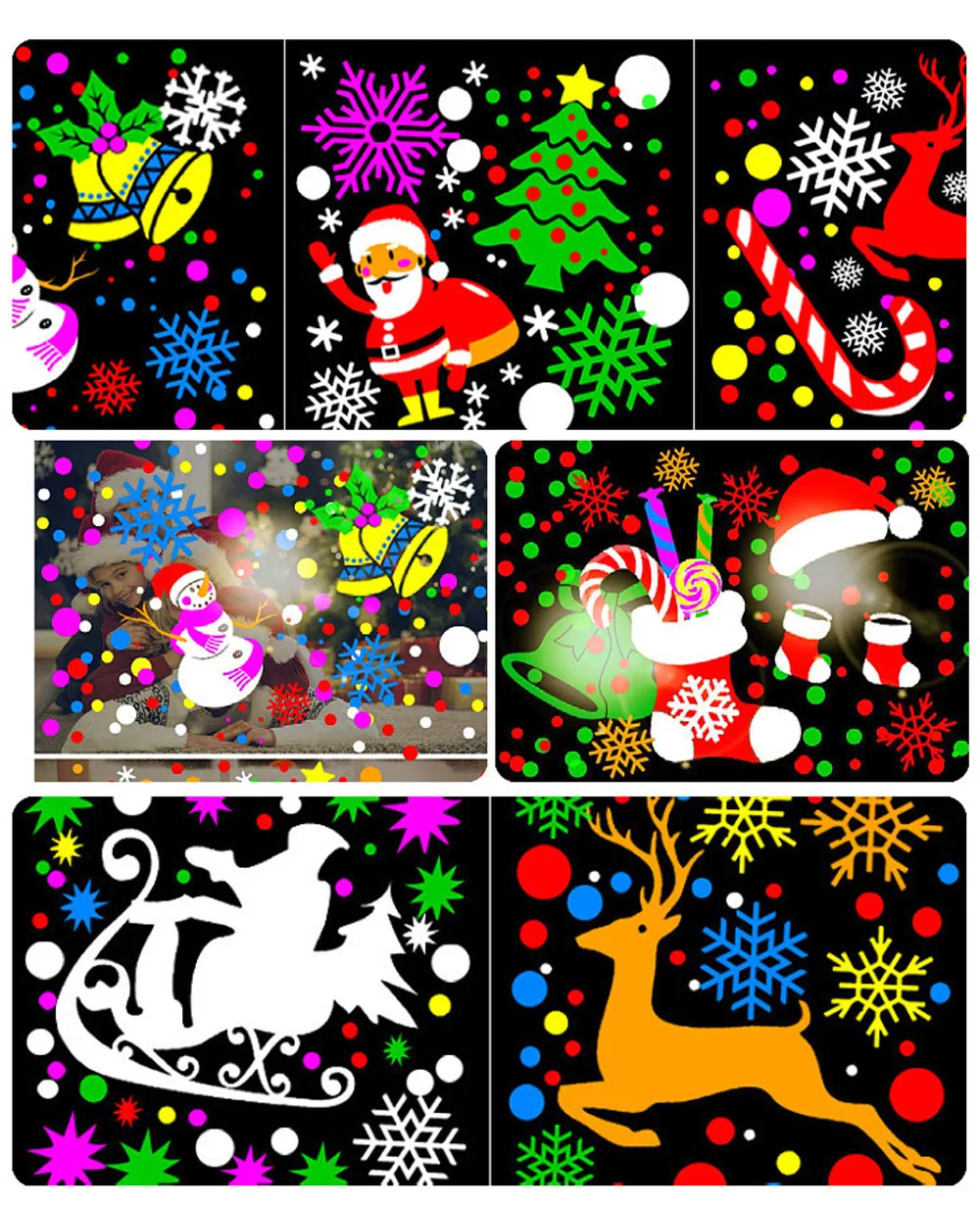 1pc Snowflake Christmas Laser Projector Light,16 Patterns Waterproof Rotating Christmas LED Stage Lights Christmas Decoration