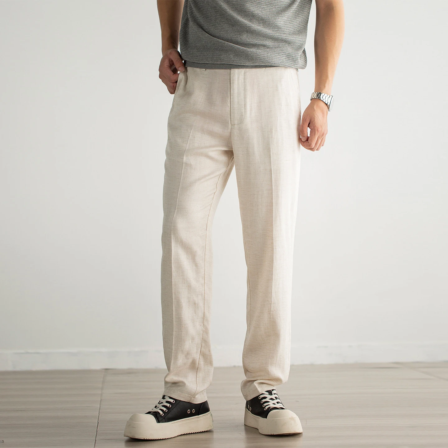 

Gentleman Old Money Style Lyocell Linen Business Casual Pants for Men, Loose Straight-Leg Pants, Summer Thin Style
