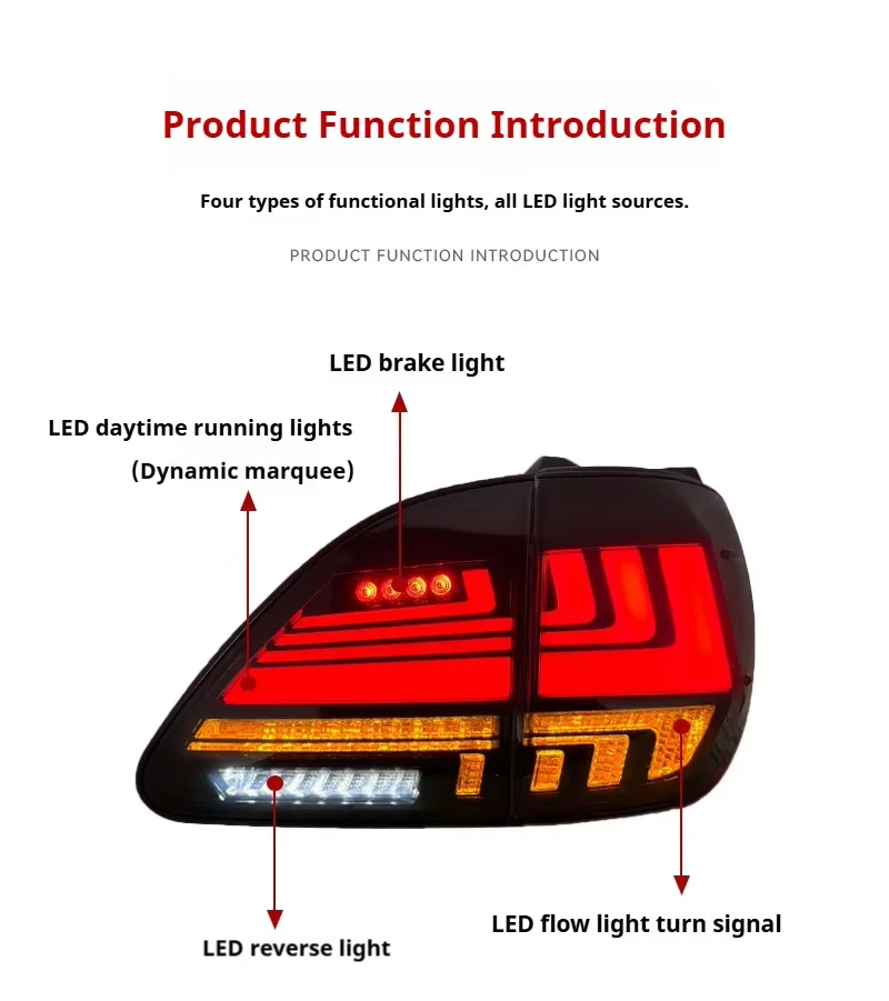 LED Tail Light for Lexus RX RX300 1998-2002 Sequential DRL Start up Animation Rear Lamps Assembly Dynamic Turn Signal Light